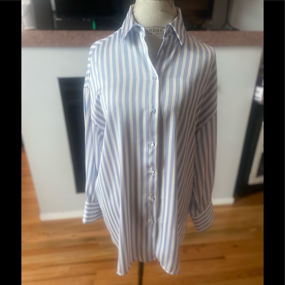 Striped button down blouse
